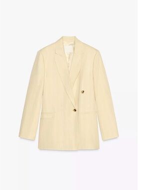 Oversized pastel  yellow linen blazer size XS